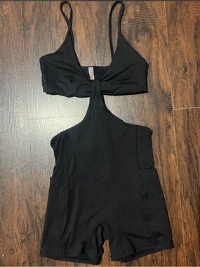 FP Movement by Free People Black Cutout Romper Size XS